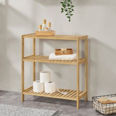 Raft bambus cu 3 polite Nyk&ouml;ping culoarea lemnului natur [en.casa] HausGarden Leisure