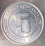 NICARAGUA 5 CENTAVOS 1974/ ALUMINIU-MAGNEZIU/1,5 g./ 21,5 mm./piesa din poze..