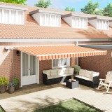 vidaXL Marchiză retractabilă manuală cu LED galben și portocaliu 500x350 cm