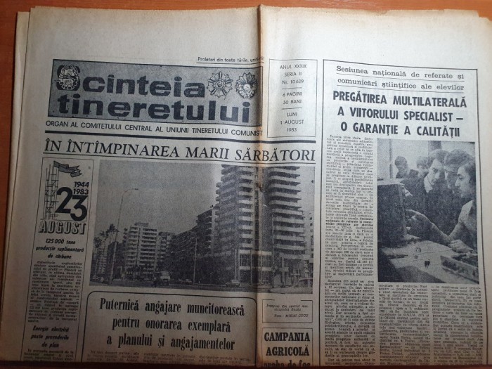 scanteia tineretului 1 august 1983-calusul romanesc,ivan patzaichin aur la C.M