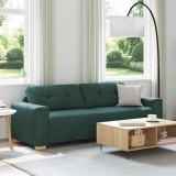 vidaXL Canapea de 3 persoane, verde &icirc;nchis, 180 cm, textil