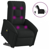 vidaXL Fotoliu electric de masaj rabatabil cu ridicare, negru, textil