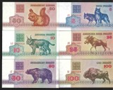 BELARUS - LOT / SET ( 6 bucati ) - 50 Kopeek + 5 + 10 + 25 + 50 + 100 Ruble 1992 , P - 1 + 4 + 5 + 6 + 7 + 8 , UNC , necirculate