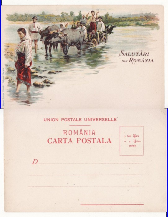 Tipuri- Port national roman - litografie, rara