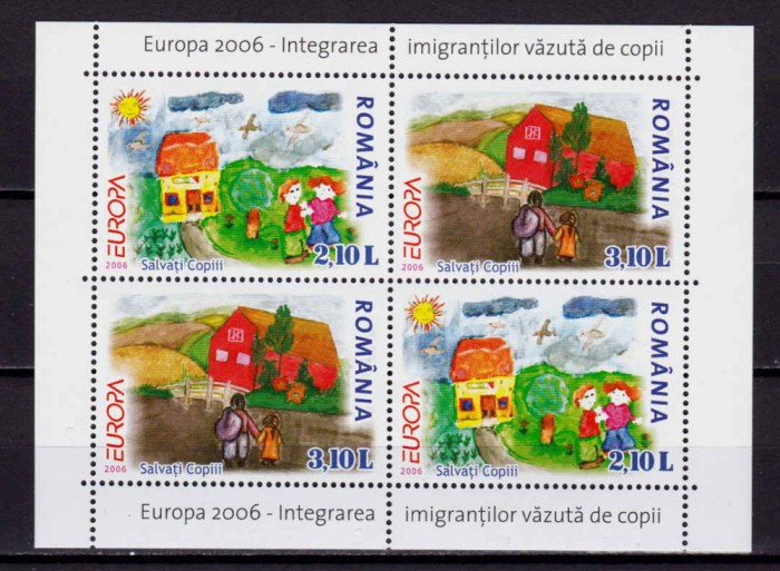 ✅ RO 2006 LP 1718b &quot;Europa 2006- Integrarea imigrantilor &quot;,2xS,colita 374 I,MNH