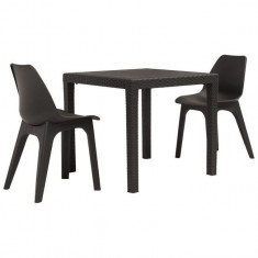 Set mobilier de bistro, 3 piese, maro, plastic foto