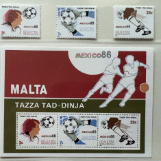 malta - serie timbre fotbal campionatul mondial 1986 Mexic nestampilate MNH