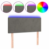 Cumpara ieftin Tablie de pat cu LED, gri inchis, 90x5x78/88 cm, catifea