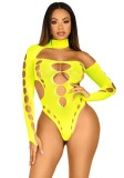 Bodysuit Asymmetrical Cut Out, Galben, S-L