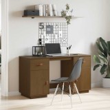 vidaXL Birou cu dulapuri, maro miere, 135x50x75 cm, lemn masiv de pin