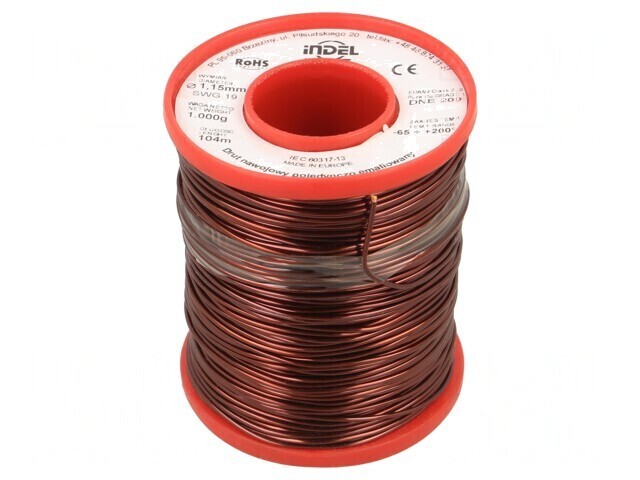 S&acirc;rmă Bobină Emailată 1,15mm 1kg Cu 65-200&deg;C
