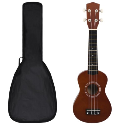 vidaXL Set ukulele soprano, cu husă, pentru copii, natural, 21&amp;quot; foto