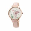 Set Ceas Dama MBrands Roz cu 5 Bratari, Mecanism Seiko PC21s, Cadran Alb, Curea Piele Ecologica Roz, Ceas Femei Casual Elegant