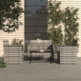 Cumpara ieftin Set mobilier de exterior cu perne, 4 piese, gri, poliratan