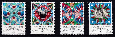 DB1 Zodiac Liechtenstein 1976 4 v. MNH foto