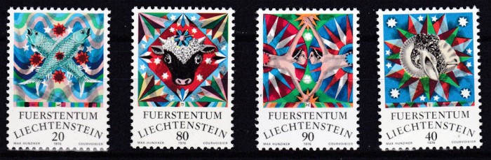DB1 Zodiac Liechtenstein 1976 4 v. MNH