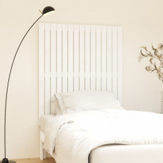 vidaXL Tăblie de pat pentru perete, alb, 95,5x3x110 cm, lemn masiv pin