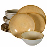 Set farfurii 16 piese, 4 persoane, Sundown, Alb Ivoire/galben
