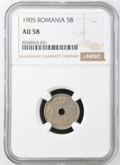 Romania, 5 Bani 1905 AU 58 NGC