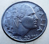 1.779 ITALIA WWII VITTORIO EMANUELE III 20 CENTESIMI 1943 R MAGNETIC, Europa