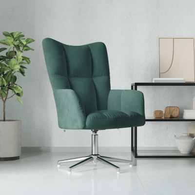 vidaXL Scaun de relaxare, verde &amp;icirc;nchis, catifea foto