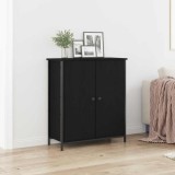 Dulap vidaXL Stejar Negru 70x30x80 cm Lemn Prelucrat Oțel Bufet Modern 2 Uși Depozitare Living Dining Negru