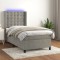 vidaXL Pat cu arcuri, cu saltea &amp; LED, gri deschis, 80x200 cm, catifea 3139769