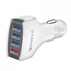 Incarcator Auto, 4x USB 3.0 Ultra Fast Charge Culoare Alb