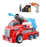 Set asamblare pentru copii - Masina electrica pompieri cu functie stropire