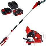 Einhell GC-LC 18/20 Li T PXC + Starter Kit + GE-CS 18 Li PXC - Drujba 20 cm 5.5 m/s + Set 2 acumulatori si incarcator Li-Ion 18 V 4 Ah + Masina de asc