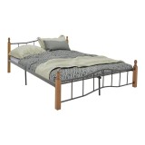 Cumpara ieftin Pat Faryn culoare nuc lemn metal negru 160x200x84 cm