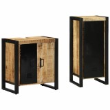 Cumpara ieftin Set de mobilier pentru baie 2 buc. Maro si negru