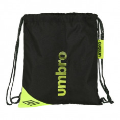 Geanta rucsac unisex cu bretele snur UMBRO Esentials negru si lamaie verde