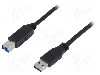 Cablu USB A mufa, USB B mufa, USB 3.0, lungime 2m, negru, LOGILINK - CU0024