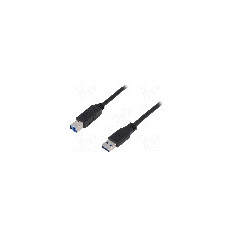 Cablu USB A mufa, USB B mufa, USB 3.0, lungime 2m, negru, LOGILINK - CU0024