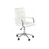Scaun birou ergonomic, HM Gonzo 2, cadru cromat, tapiterie piele ecologica, mecanism de balans, roti pivotante, 90 kg, alb