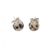 Cercei cu surub jasp dalmatian semisfere 8mm, Stonemania Bijou