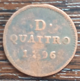 (M1905) MONEDA ITALIA, REPUBLICA GENOA - 1 QUATTRO / 4 DENARI 1796, MAI RARA, Europa, Cupru (arama)