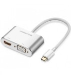 Convertor USB-C la HDMI si VGA (compatibil cu Thunderbolt 3 Port)-Culoare Argint, Ugreen