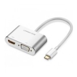 Convertor USB-C la HDMI si VGA (compatibil cu Thunderbolt 3 Port)-Culoare Argint