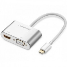 Convertor USB-C la HDMI si VGA (compatibil cu Thunderbolt 3 Port)-Culoare Argint