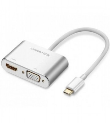 Convertor USB-C la HDMI si VGA (compatibil cu Thunderbolt 3 Port)-Culoare Argint foto