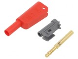 Banană roșie 4mm 19A 1kV cu izolație și soclu axial