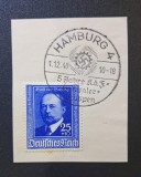 Germania / Deutsches Reich 1940 Decupaj Poștal (25+10 Rpf Albastru) Ștampilat special Hamburg 1.12.40 "5 Jahre K.d.F.- CLK2