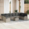 VidaXL Set de canapele pentru grădină 11 pcs Gri deschis Rattan poli 3346232