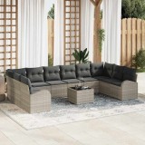 VidaXL Set de canapele pentru grădină 11 pcs Gri deschis Rattan poli