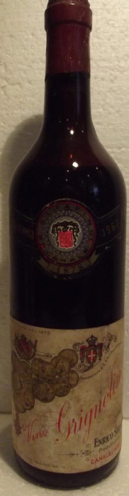 72- Vin GRIGNOLINO, Fornitore sua altezza reale duca, cl 72 gr 12 recoltare 1967