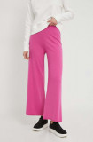 United Colors of Benetton pantaloni de trening cu amestec de l&acirc;nă culoarea roz, neted