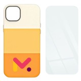 Husa de protectie cu armatura pe margini pentru Iphone 14 Pro, Piele Ecologica si Folie de Protectie 9H, Grosime 0.3 mm, Portoca, MCT