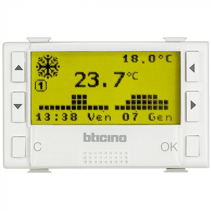 Termostat electronic 3M zilnic saptamanal Matix Bticino alb AM5721